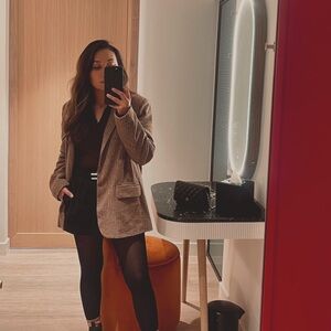 Stylish Brown Houndstooth Blazer